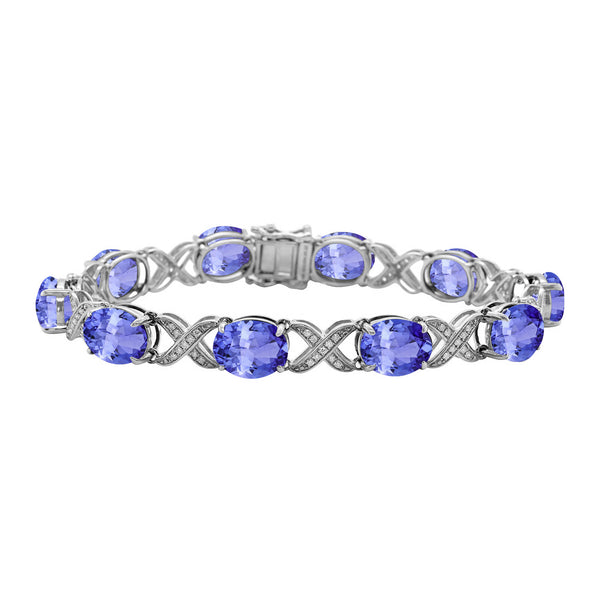 12ct Oval Tanzanite Bracelet with 0.4 cttw Diamond