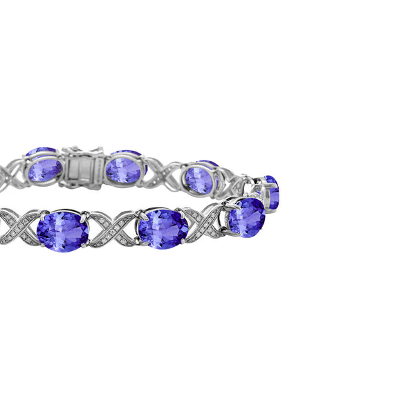 12ct Oval Tanzanite Bracelet with 0.4 cttw Diamond