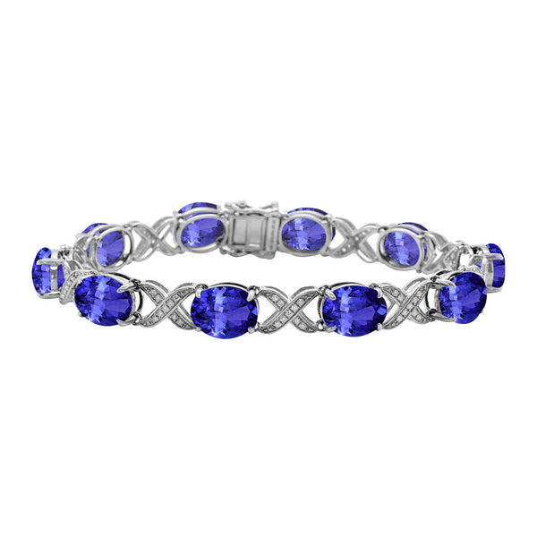 12ct Oval Tanzanite Bracelet with 0.4 cttw Diamond