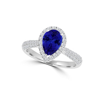 TMR121231 - Brynleigh - Pear Tanzanite And Diamond Ring Halo