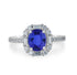 1ct Cushion Tanzanite Ring with 0.53 cttw Diamond