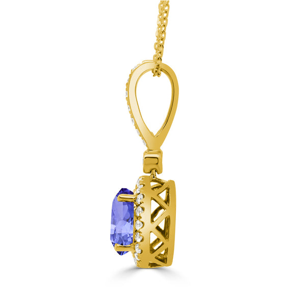 2.2ct Round Tanzanite Pendant with 0.22 cttw Diamond