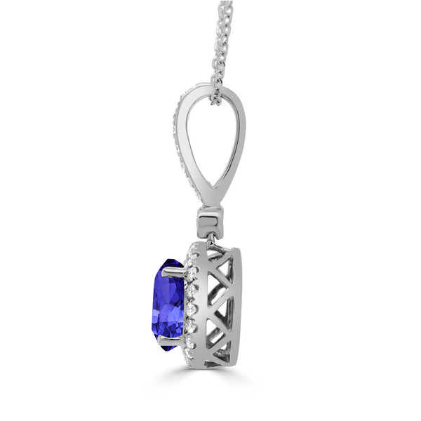 2.2ct Round Tanzanite Pendant with 0.22 cttw Diamond