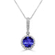 2.2ct Round Tanzanite Pendant with 0.22 cttw Diamond