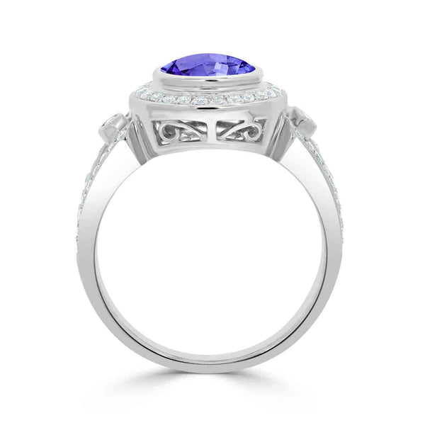 1.4ct Round Tanzanite Ring with 0.4 cttw Diamond