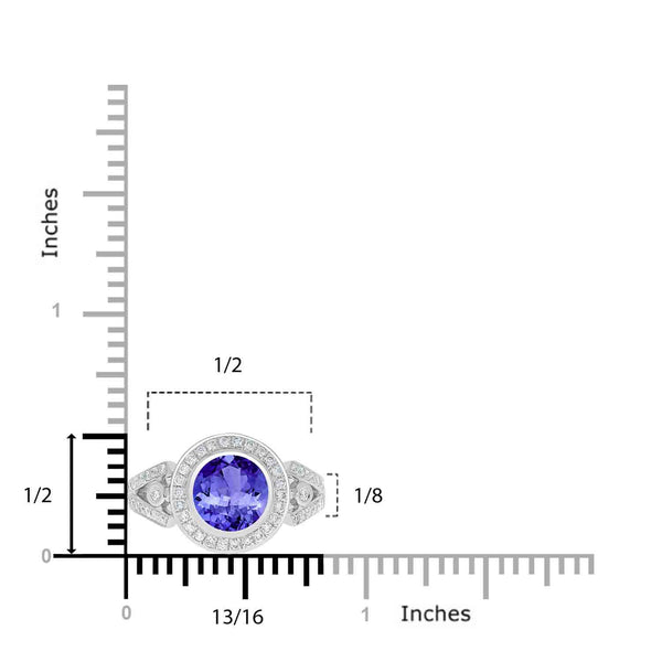 1.4ct Round Tanzanite Ring with 0.4 cttw Diamond