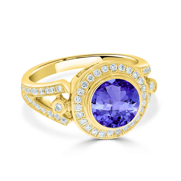 1.4ct Round Tanzanite Ring with 0.4 cttw Diamond