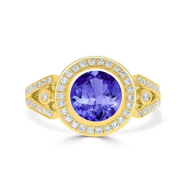 1.4ct Round Tanzanite Ring with 0.4 cttw Diamond