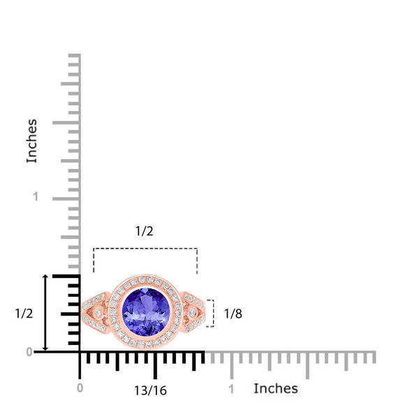 1.4ct Round Tanzanite Ring with 0.4 cttw Diamond