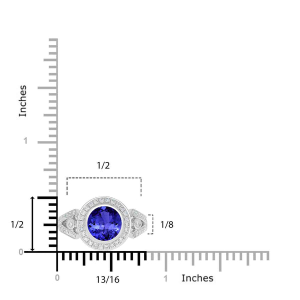 1.4ct Round Tanzanite Ring with 0.4 cttw Diamond