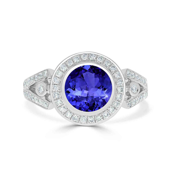 1.4ct Round Tanzanite Ring with 0.4 cttw Diamond