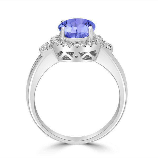 1.7ct Round Tanzanite Ring with 0.37 cttw Diamond