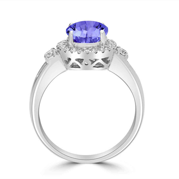 1.7ct Round Tanzanite Ring with 0.37 cttw Diamond