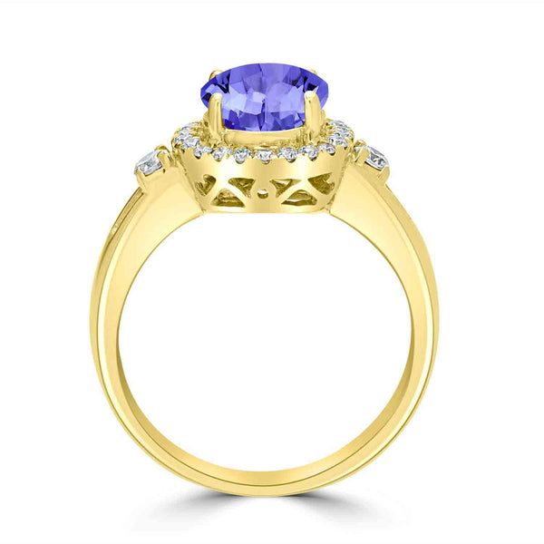 1.7ct Round Tanzanite Ring with 0.37 cttw Diamond