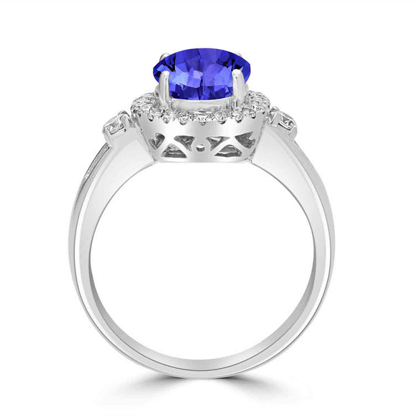 1.7ct Round Tanzanite Ring with 0.37 cttw Diamond