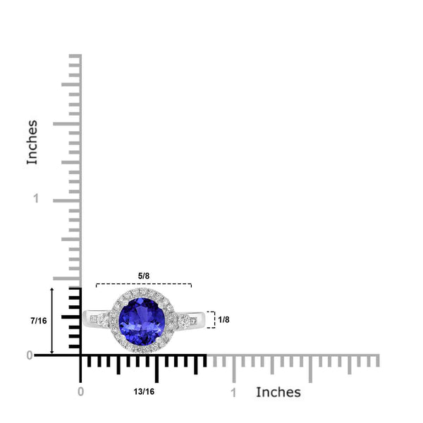 1.7ct Round Tanzanite Ring with 0.37 cttw Diamond