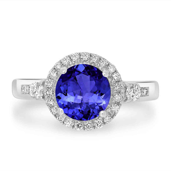 1.7ct Round Tanzanite Ring with 0.37 cttw Diamond