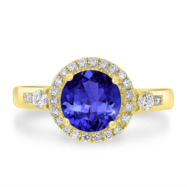 1.7ct Round Tanzanite Ring with 0.37 cttw Diamond