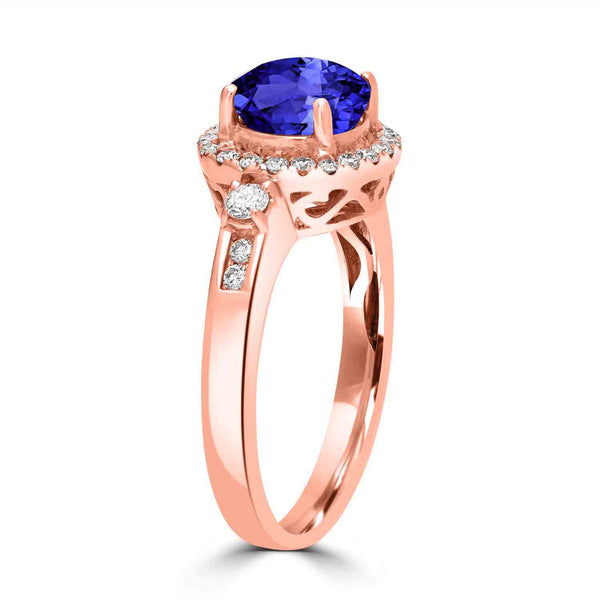 1.7ct Round Tanzanite Ring with 0.37 cttw Diamond