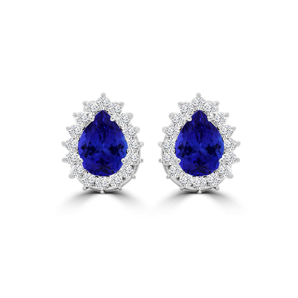 TMR121125 - Cloey - Pear Tanzanite and Diamond Earring Halo