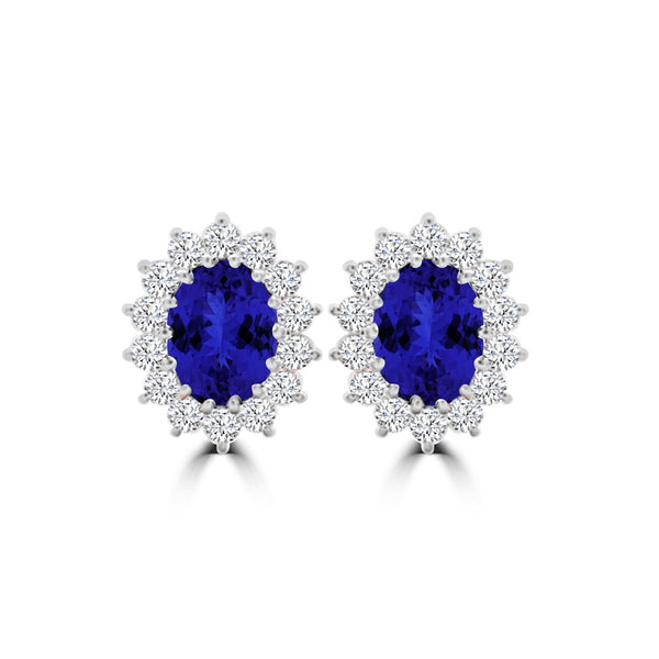 TMR121112 - Emily - Oval Tanzanite and Diamond Earring Halo