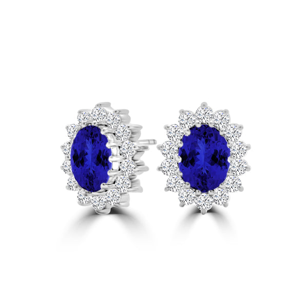 TMR121112 - Emily - Oval Tanzanite and Diamond Earring Halo