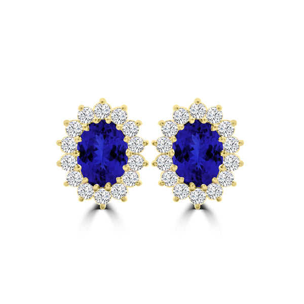 TMR121112 - Emily - Oval Tanzanite and Diamond Earring Halo