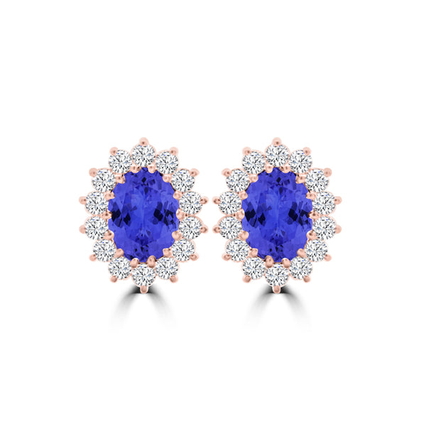 TMR121112 - Emily - Oval Tanzanite and Diamond Earring Halo