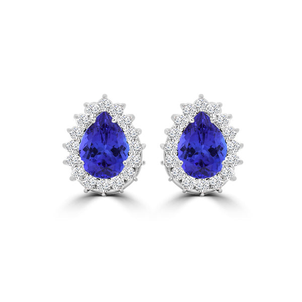 TMR121125 - Cloey - Pear Tanzanite and Diamond Earring Halo