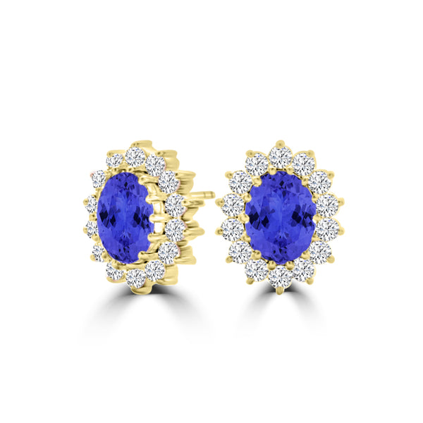 TMR121112 - Emily - Oval Tanzanite and Diamond Earring Halo