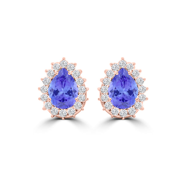 TMR121125 - Cloey - Pear Tanzanite and Diamond Earring Halo