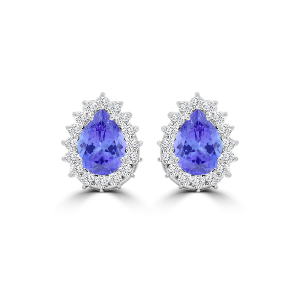 TMR121125 - Cloey - Pear Tanzanite and Diamond Earring Halo