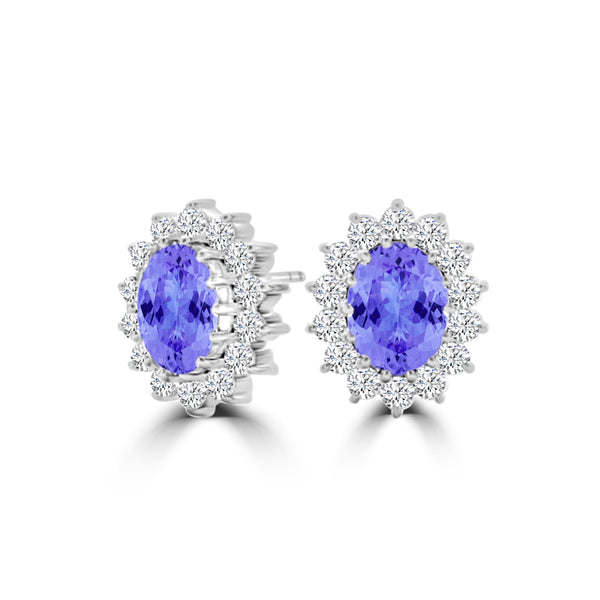 TMR121112 - Emily - Oval Tanzanite and Diamond Earring Halo