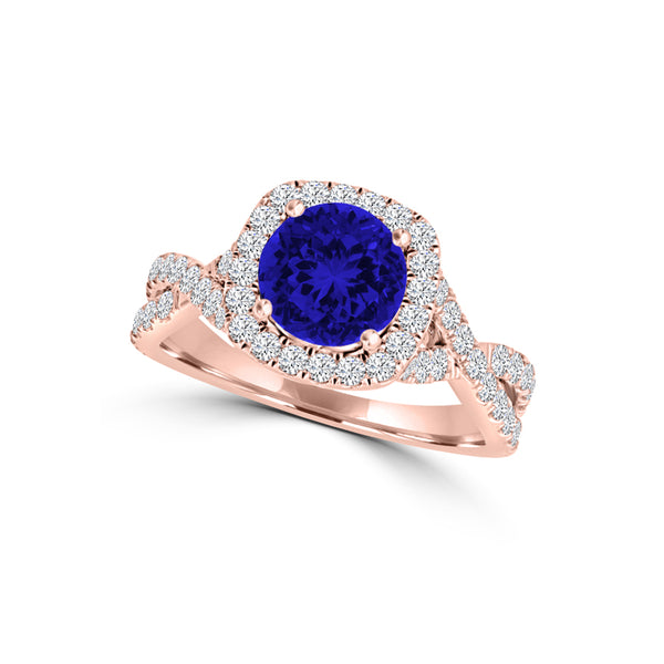 TMR121172 - Madelyn - Round Tanzanite and Diamond Ring Halo