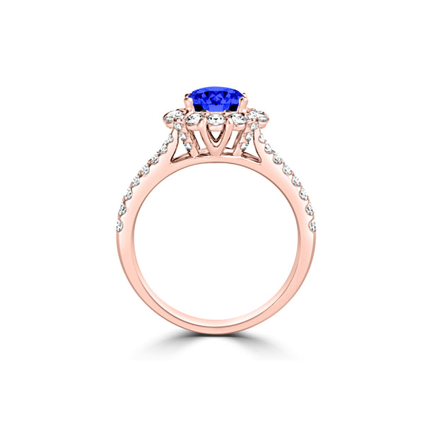 TMR121162 - Willow - Round Tanzanite and Diamond Ring Halo