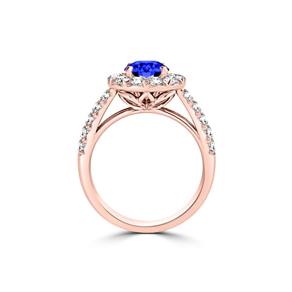 TMR121163 - Kinsley - Round Tanzanite and Diamond Ring Halo