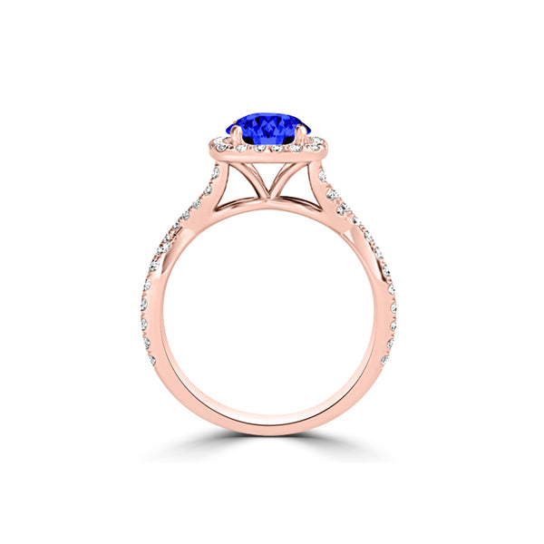 TMR121172 - Madelyn - Round Tanzanite and Diamond Ring Halo