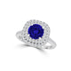 TMR121173 - Cora - Round Tanzanite and Diamond Ring Double Halo