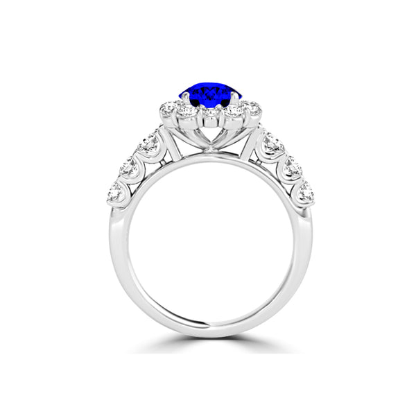 TMR121171 - Alice - Round Tanzanite and Diamond Ring Halo