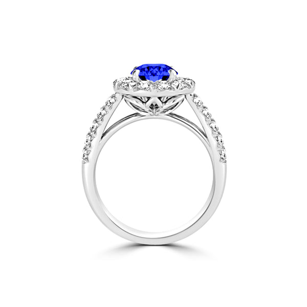 TMR121163 - Kinsley - Round Tanzanite and Diamond Ring Halo