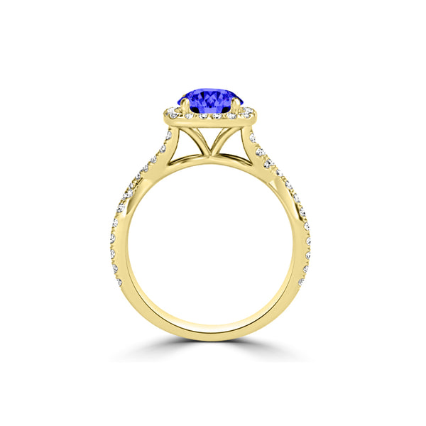 TMR121172 - Madelyn - Round Tanzanite and Diamond Ring Halo