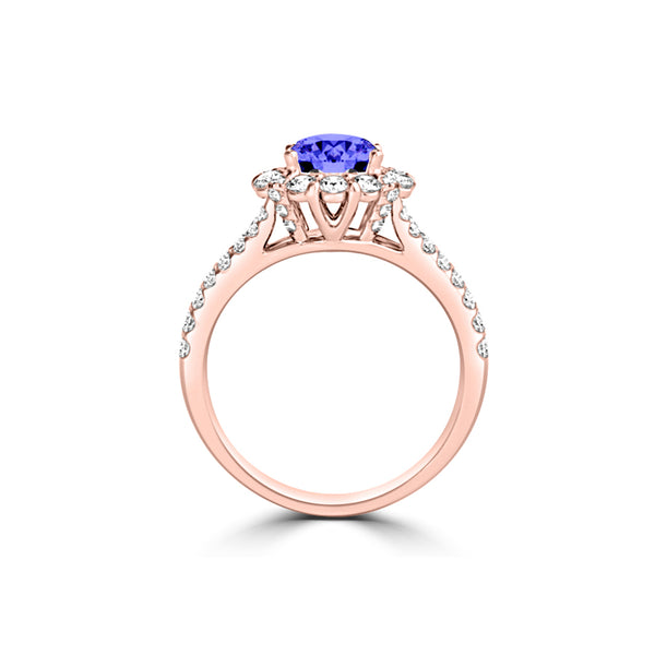 TMR121162 - Willow - Round Tanzanite and Diamond Ring Halo