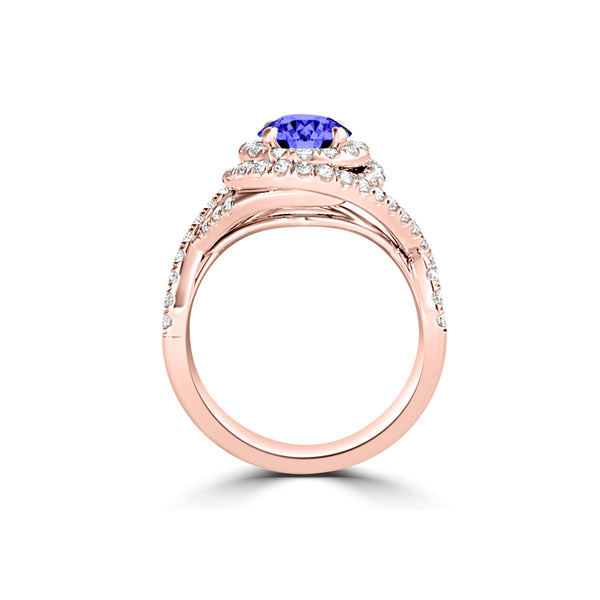 TMR121159 - Kennedy - Round Tanzanite and Diamond Ring Double Halo