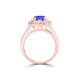 TMR121173 - Cora - Round Tanzanite and Diamond Ring Double Halo