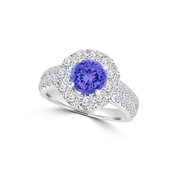 TMR121163 - Kinsley - Round Tanzanite and Diamond Ring Halo