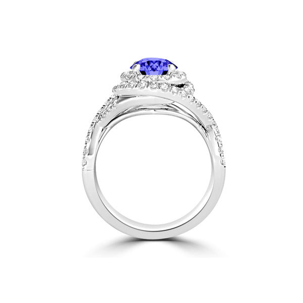 TMR121159 - Kennedy - Round Tanzanite and Diamond Ring Double Halo