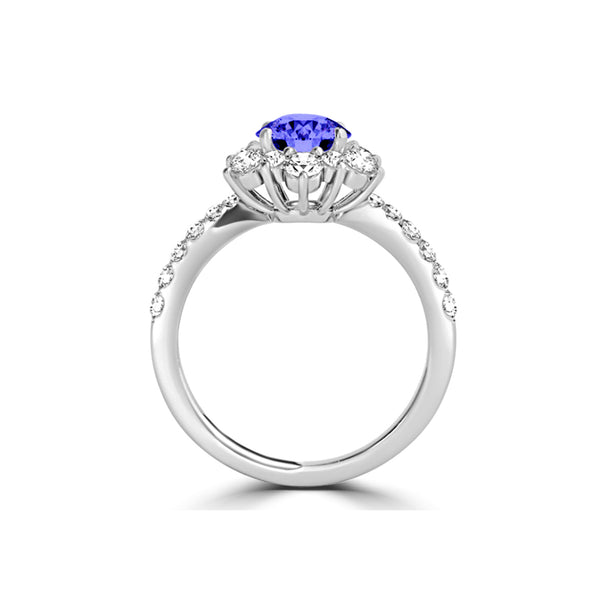 TMR121157 - Genesis - Round Tanzanite and Diamond Ring Halo