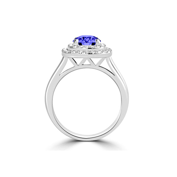 TMR121186 - Ivy - Round Tanzanite and Diamond Ring Double Halo