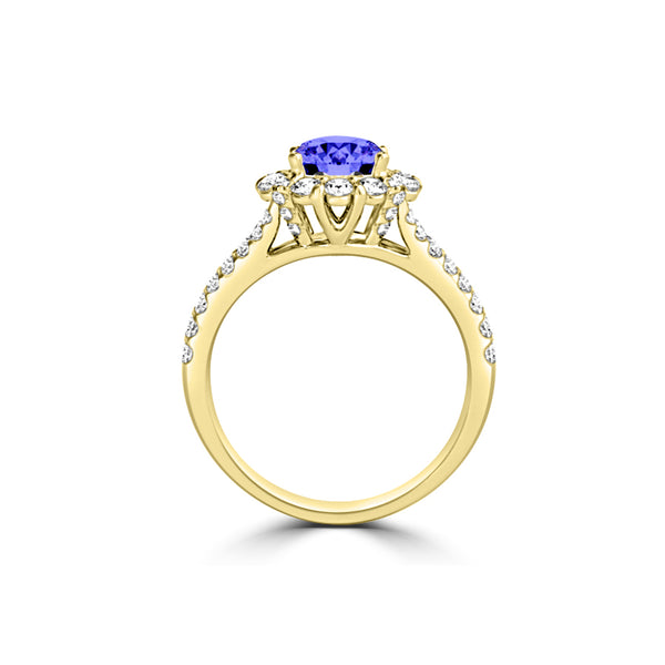 TMR121162 - Willow - Round Tanzanite and Diamond Ring Halo