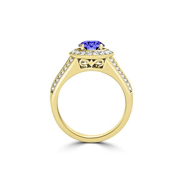 TMR121190 - Alexa - Round Tanzanite and Diamond Ring Halo